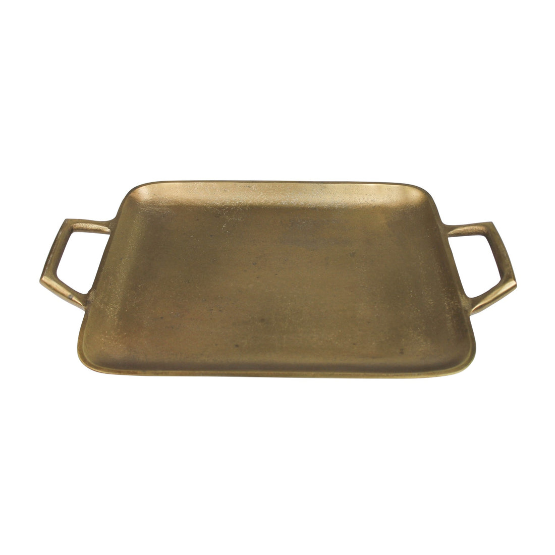 16" Gold Rustic Metal Tray With Handles