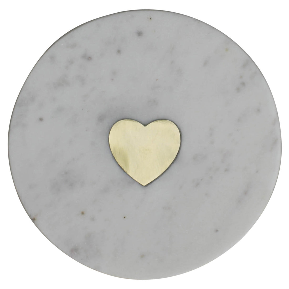 6" White and Gold Heart Inlay Round Marble Serve Board