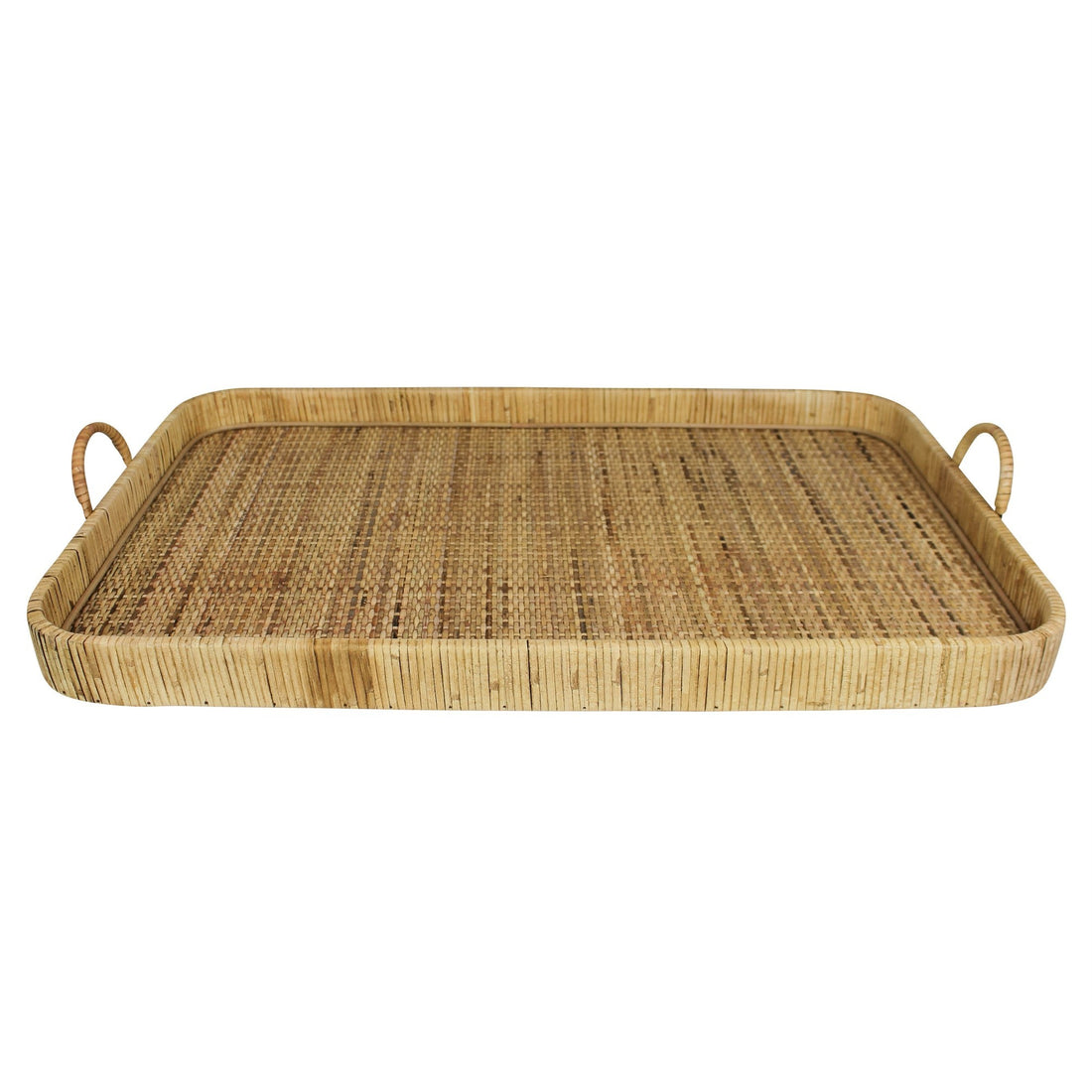 28" Natural Earthenware Indoor Outdoor Tray With Handles