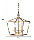 Kennedy 3-Light Antique Gold Pendant With Crystal Bobeches