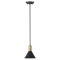 Matte Black and Gold Conical Pendant Hanging Light