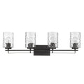 10" Black And Clear Metal and Glass Vanity Flush Mounted Sconce