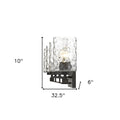 10" Black And Clear Metal and Glass Vanity Flush Mounted Sconce