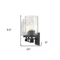 10" Black And Clear Metal Vanity Flush Mounted Sconce