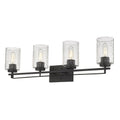10" Black And Clear Metal and Glass Vanity Flush Mounted Sconce