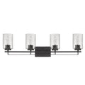 10" Black And Clear Metal and Glass Vanity Flush Mounted Sconce