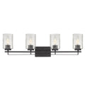 10" Black And Clear Metal and Glass Vanity Flush Mounted Sconce