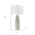 33" Light Gray Ceramic Table Lamp With White Drum Shade