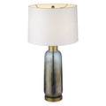 31" Steel Blue Glass Table Lamp With White Empire Shade