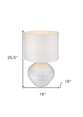 26" White Ceramic Table Lamp With White Drum Shade