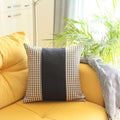 18" Black Tan And White Houndstooth Throw Pillow