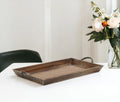 19" Brown Wood Handmade Serving Tray With Handles