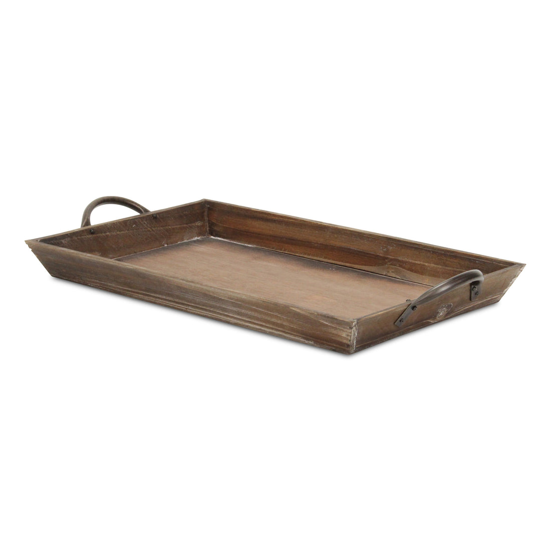 19" Brown Wood Handmade Serving Tray With Handles