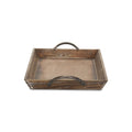 19" Brown Wood Handmade Serving Tray With Handles