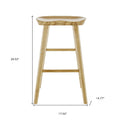 29" Natural Manufactured Wood Backless Bar Height Bar Chair