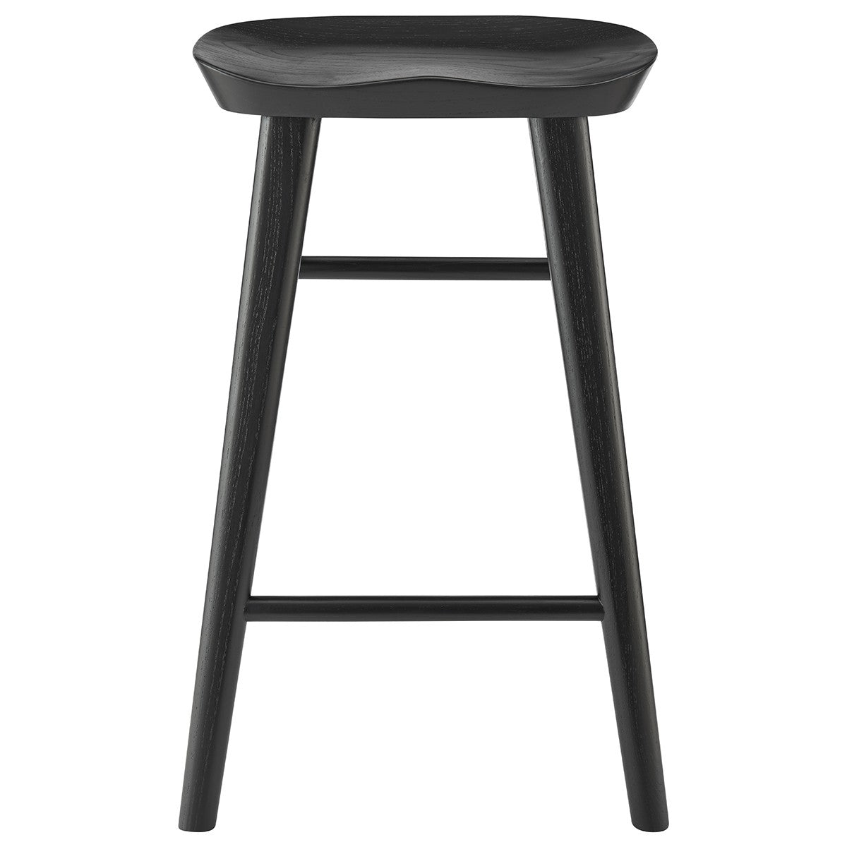 25" Black Solid Wood Backless Counter Height Bar Chair