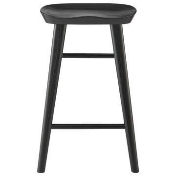 25" Black Solid Wood Backless Counter Height Bar Chair