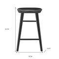 25" Black Solid Wood Backless Counter Height Bar Chair