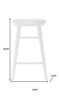 25" White Solid Wood Backless Counter Height Bar Chair