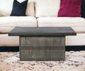 40" Brown Solid Wood Lift Top Pedestal Coffee Table