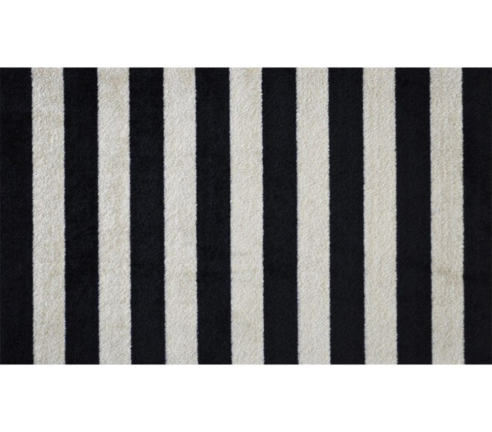 2' X 4' Black and Tan Wide Stripe Washable Floor Mat