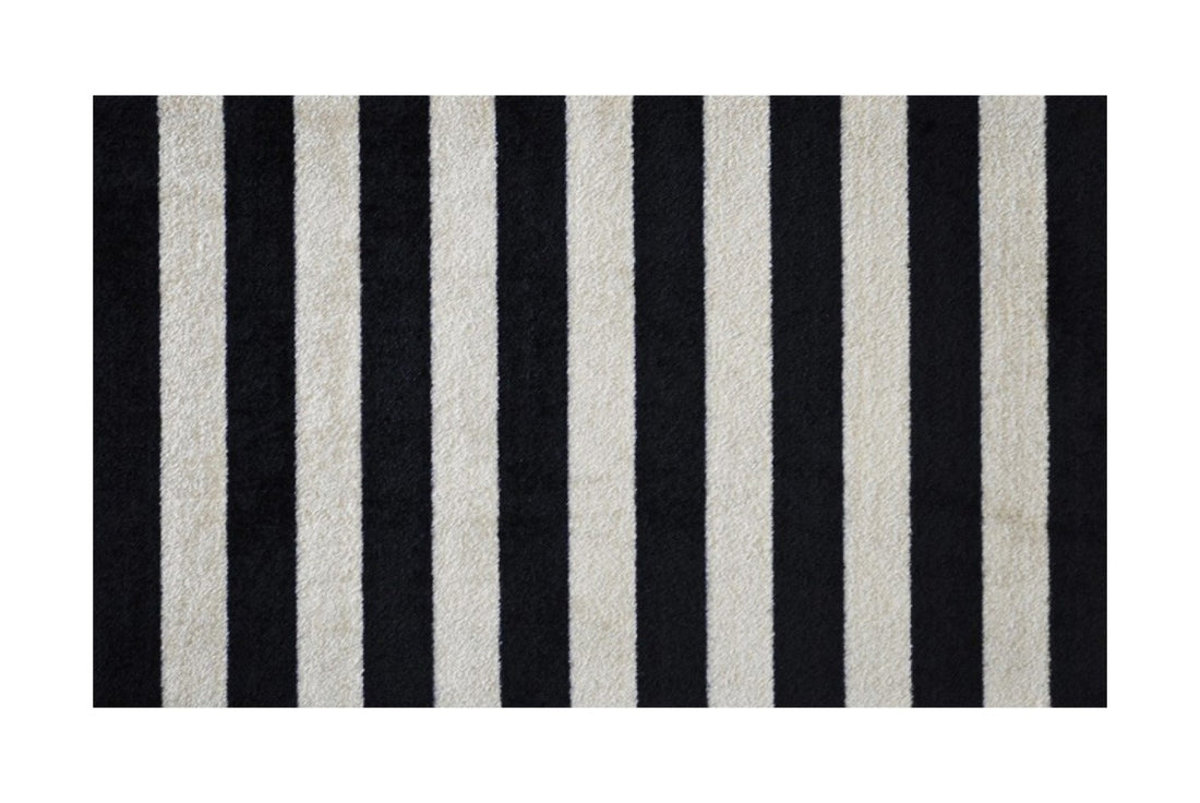 2' X 4' Black and Tan Wide Stripe Washable Floor Mat