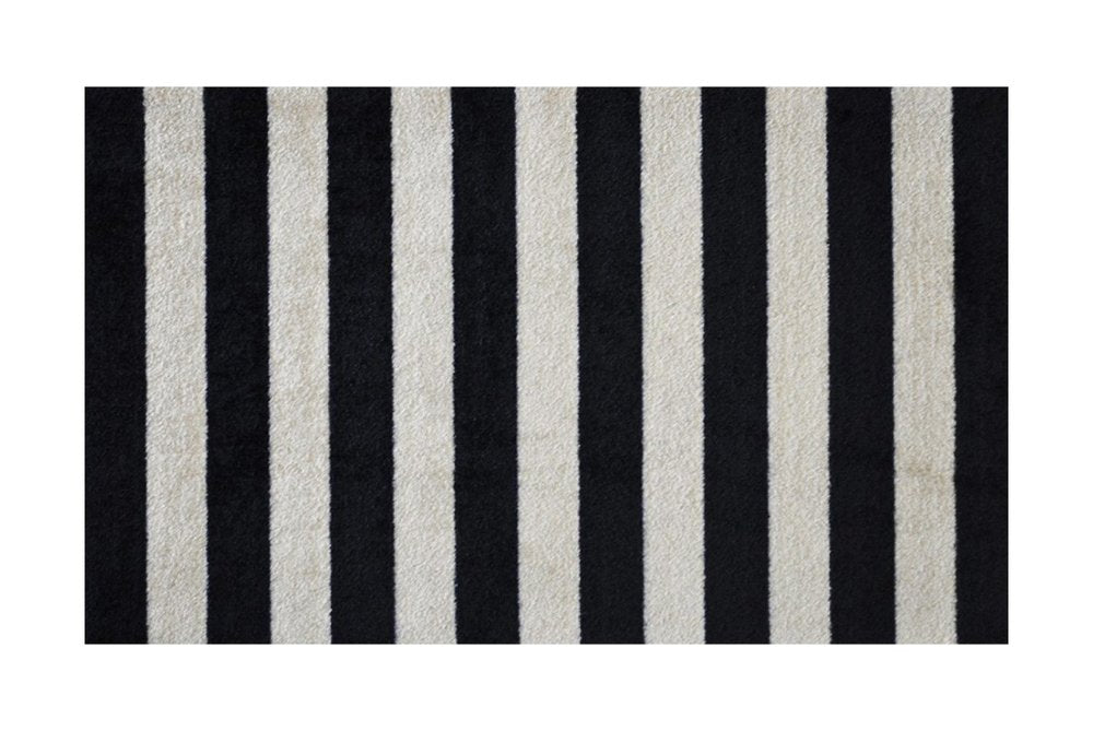 2' X 4' Black and Tan Wide Stripe Washable Floor Mat