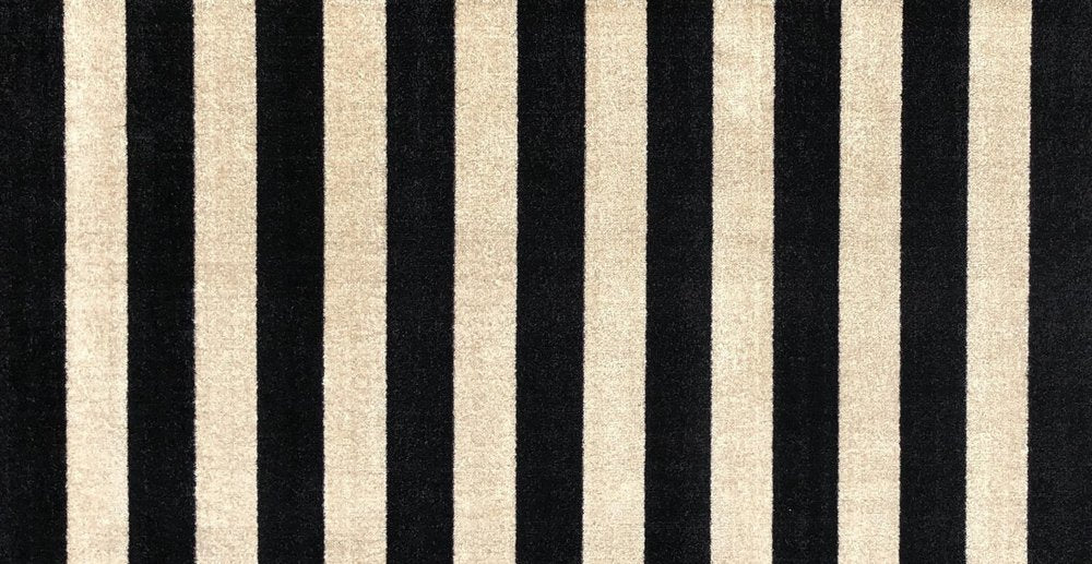 2' X 4' Black and Tan Wide Stripe Washable Floor Mat