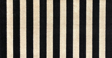 2' X 4' Black and Tan Wide Stripe Washable Floor Mat