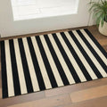 2' X 4' Black and Tan Wide Stripe Washable Floor Mat