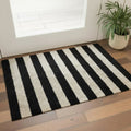 2' X 3' Black and Tan Wide Stripe Washable Floor Mat