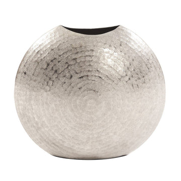 10" Silver Cylinder Aluminum Table Vase