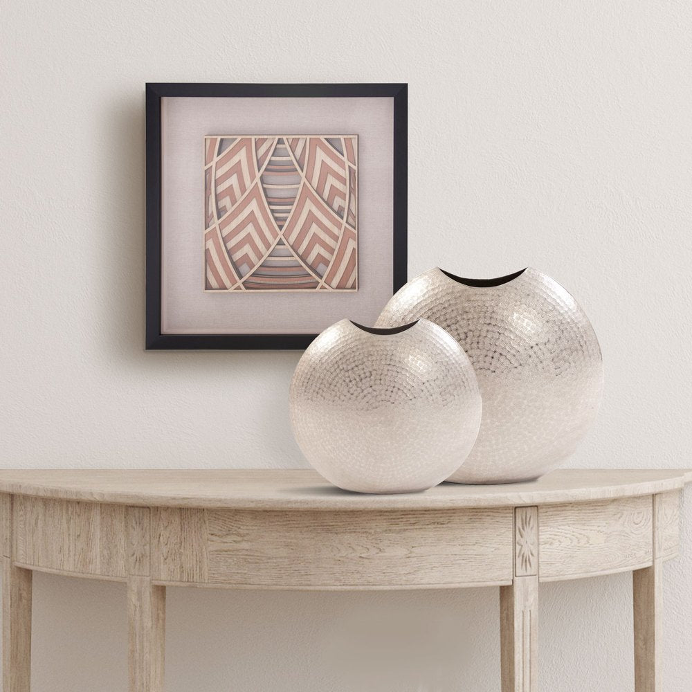 10" Silver Cylinder Aluminum Table Vase