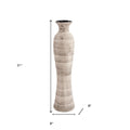 31" Beige And Brown Striped Bud Ceramic Floor Vase