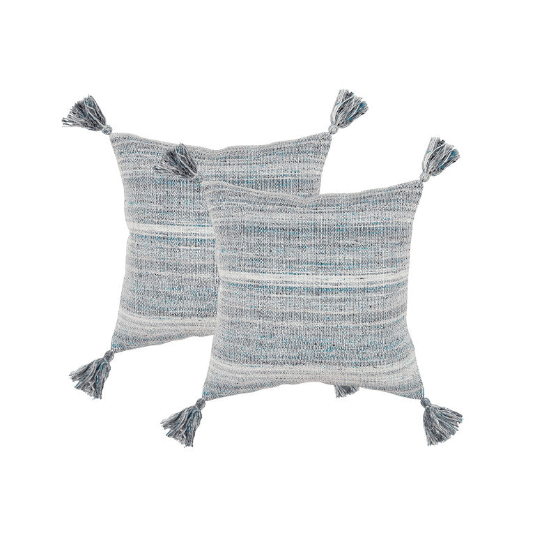 Set of Two 20" X 20" Gray Indoor Outdoor Throw Pillow Cover & Insert