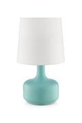 17" White Metal Bedside Table Lamp With Off-White Shade