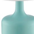 17" White Metal Bedside Table Lamp With Off-White Shade