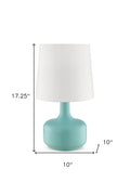 17" White Metal Bedside Table Lamp With Off-White Shade