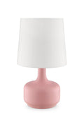 17" White Metal Bedside Table Lamp With Off-White Shade
