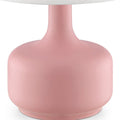 17" White Metal Bedside Table Lamp With Off-White Shade