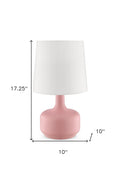 17" White Metal Bedside Table Lamp With Off-White Shade