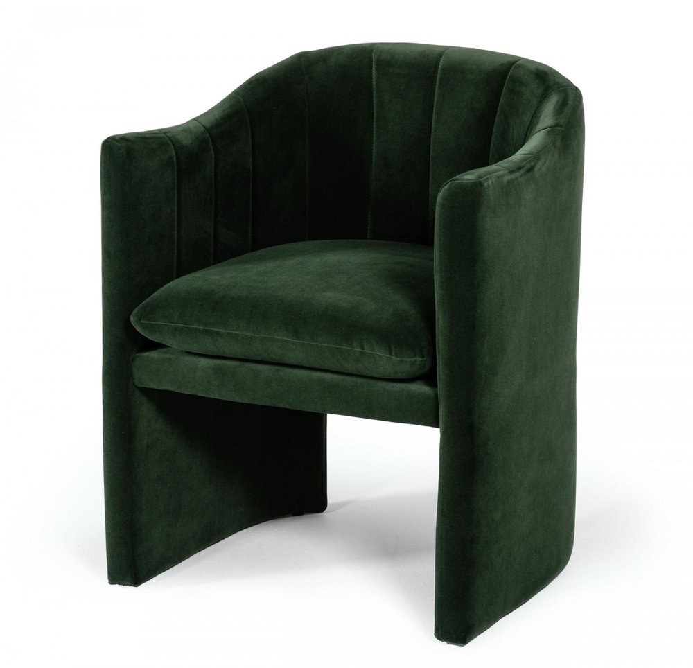 Green Upholstered Velvet Dining Arm Chair