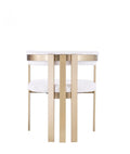 Beige and Gold Upholstered Velvet Slat Back Dining Arm Chair