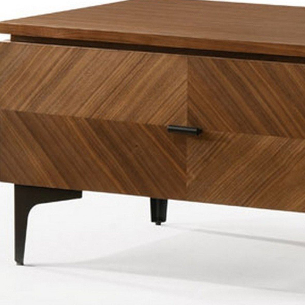 16" Solid Wood and Wood One Drawer Nightstand