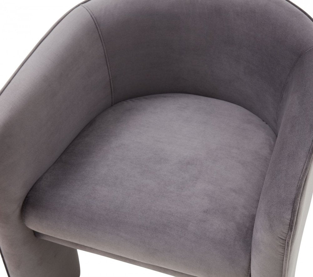 24" Dark Slate Gray Velvet Barrel Chair