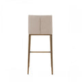Set of Two 31" Beige and Gold Fabric and Stainless Steel Bar Height Bar Chairs