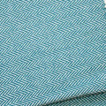 70" X 55" Teal Blue And White Cotton Blend Woven Herringbone Plush Throw Blanket with Tassels