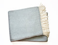 70" X 55" Sky Blue And White Cotton Blend Woven Herringbone Plush Throw Blanket with Tassels