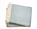 70" X 55" Sky Blue And White Cotton Blend Woven Herringbone Plush Throw Blanket with Tassels