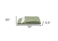 55" X 70" Moss Green And White Cotton Blend Woven Herringbone Plush Throw Blanket with Tassels